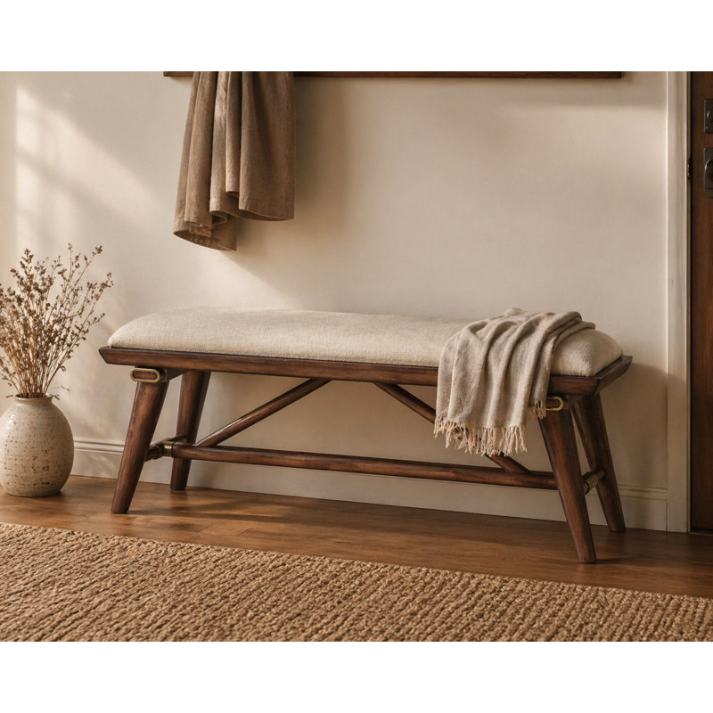 Banc de salle à manger en bois massif Mid-Century l 47,25 po Fluterra