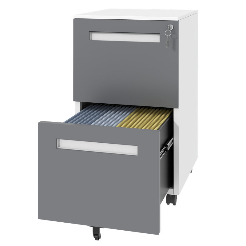 2-Drawer Mobile File Cabinet With Lock, All-Steel Metal Storage Cabinet On 360° Wheels, For Home Office & Commercial Use, Fully Assembled, Holds A4/Letter/Legal Files, 110Lbs/Drawer Capacity, Cabinet