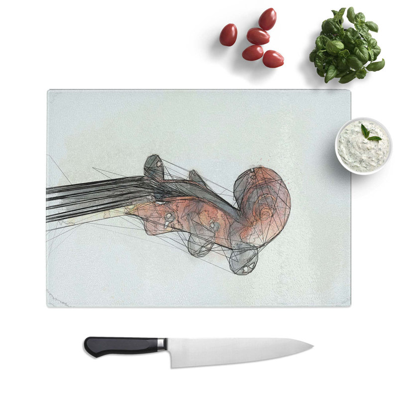 Tempered Glass The Scroll of a Violin in Abstract Chopping Board, 28.5 cm W x 20 cm L