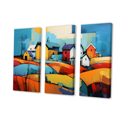 «Abstract Farmstead Collage», impression sur toile tendue 3 pièces