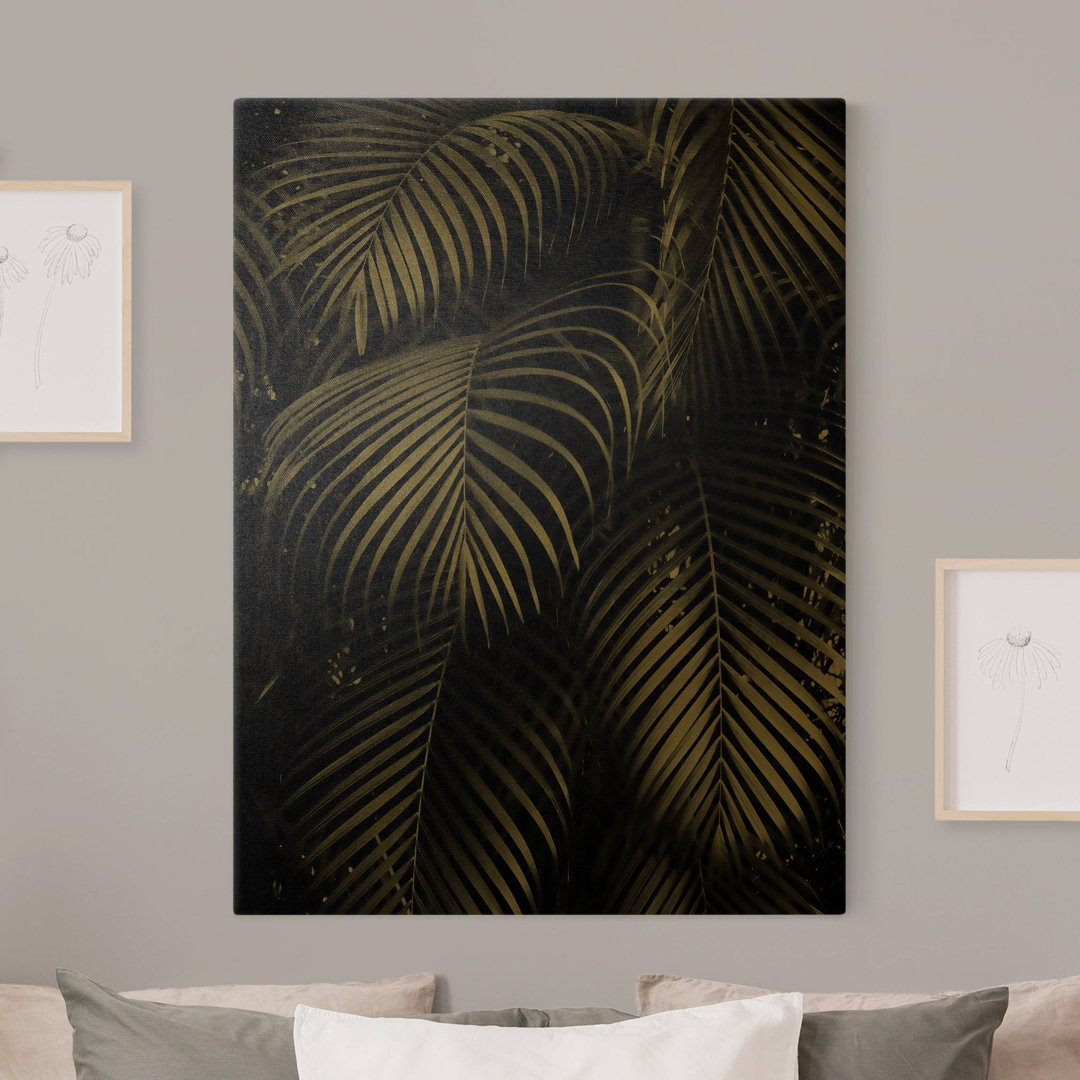 Leinwandbild Black Palm Fronds