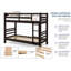 Lit superposé simple au-dessus de simple avec 2 tiroirs, lit superposé en bois massif avec échelle et garde-corps, espresso-239583192
