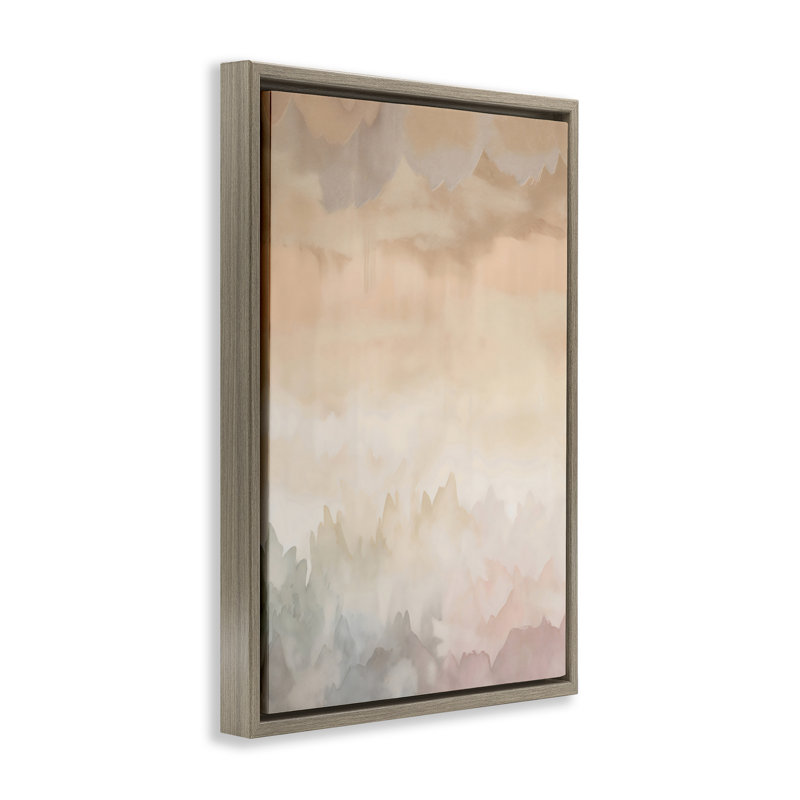 Cadre flottant abstrait Calm & Soft Colors, design Creative Studio, H 31 po x l 21 po, Cadre flottant orme Montalcino