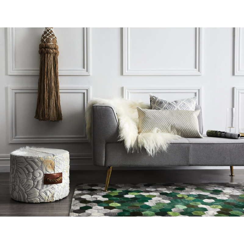 Angulo Cowhide Geometric Area Rug, Rectangle 9' x 12'