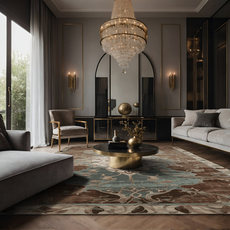 Tapis gris soyeux et moelleux, Rectangle 5 pi x 7 pi