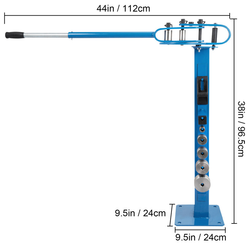 Compact Bender Metal Manual Floor Type 7 Dies 1-3"  Fabrication Metal Pedestal Solid Handle Telescoping Mountable 117.2cm Handle Rod Tube for Shape Steel, Iron, Wrought Iron, Brass, Copper