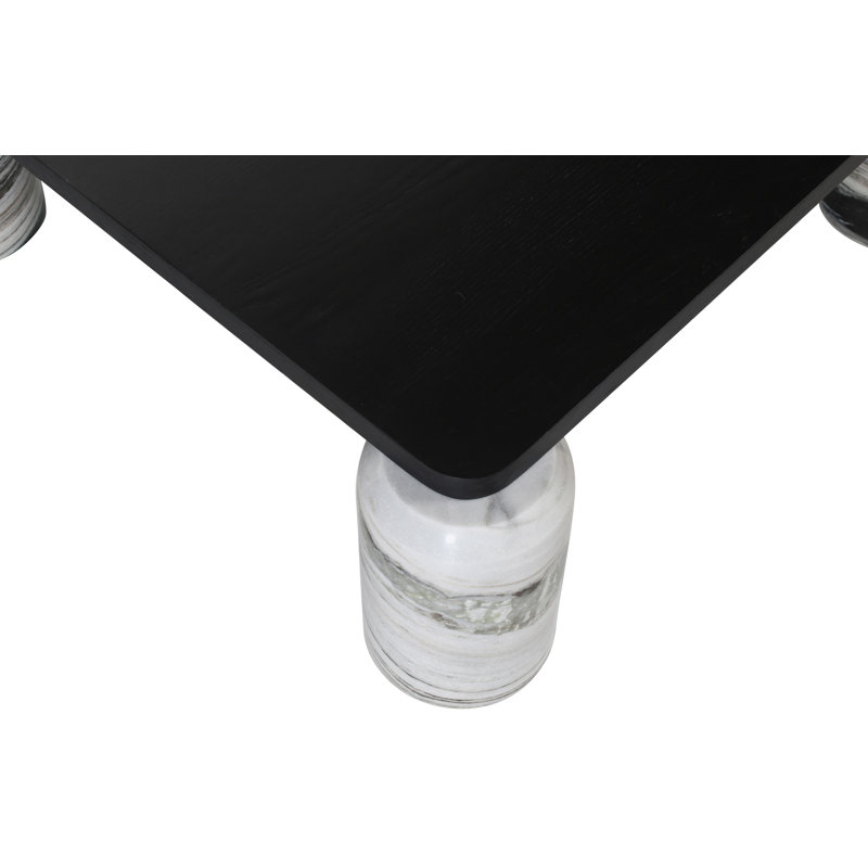 Table basse Ferrara, Noir, Noir / marbre blanc