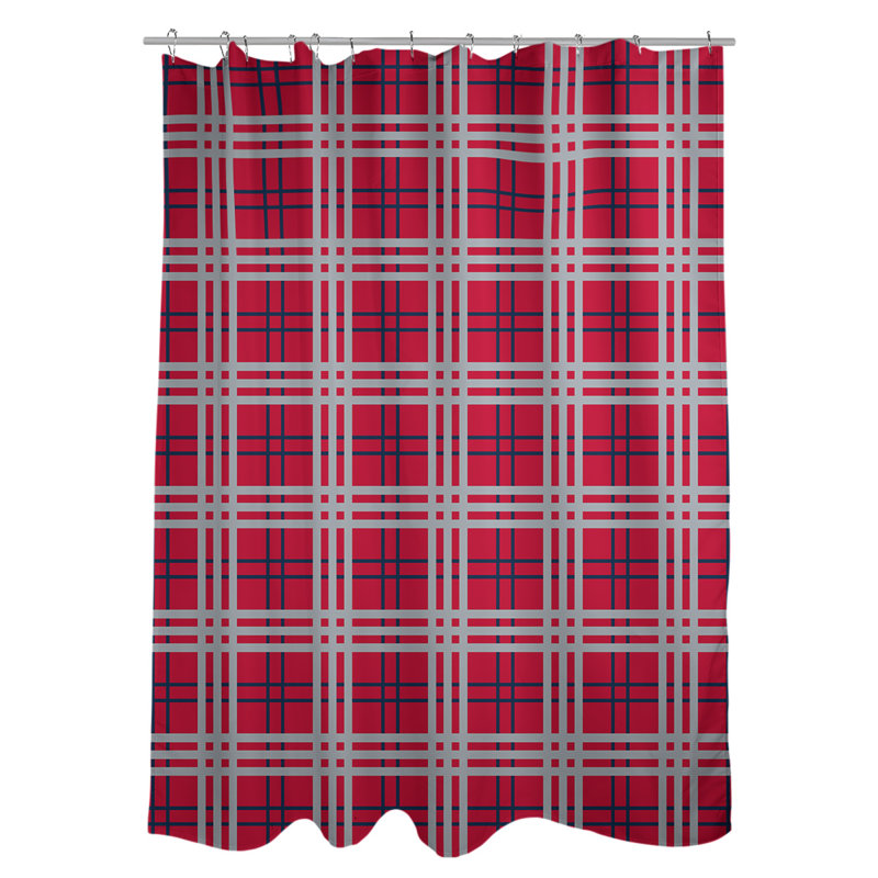 Plaid Shower Curtain Set, Rouge / bleu nautique / argent nouveau siècle