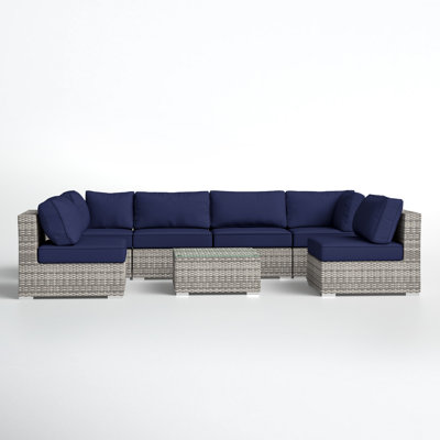Tonioni Wicker Outdoor Fully Assembled 6 - Person Seating Group with Sunbrella Cushions