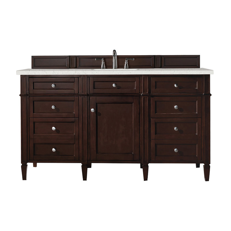 Meuble-lavabo simple 60 po Dussault, Acajou bruni, Délice de lime, 8 po