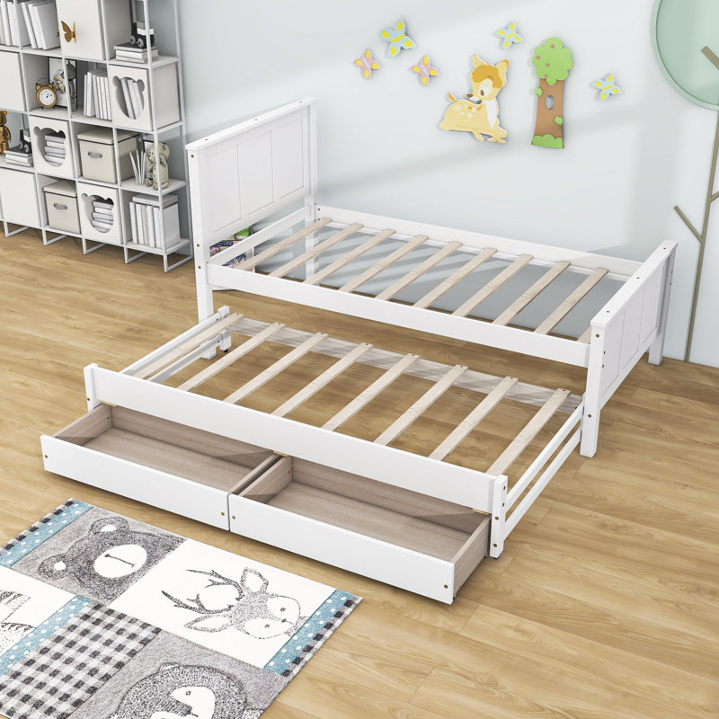 Maridean Twin Storage Platform Bed, White