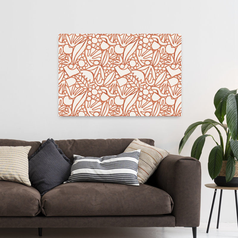 "Floral Harmony", impression d'art moderne abstrait minimaliste, 32" H x 48" W