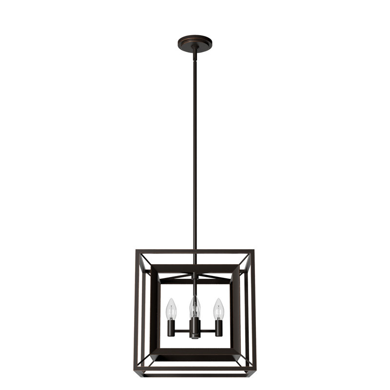 Hunter 18 Inch Doherty 4 Light Chandelier Ceiling Light Fixture, 15" H x 15" W x 15" D, Onyx Bengal