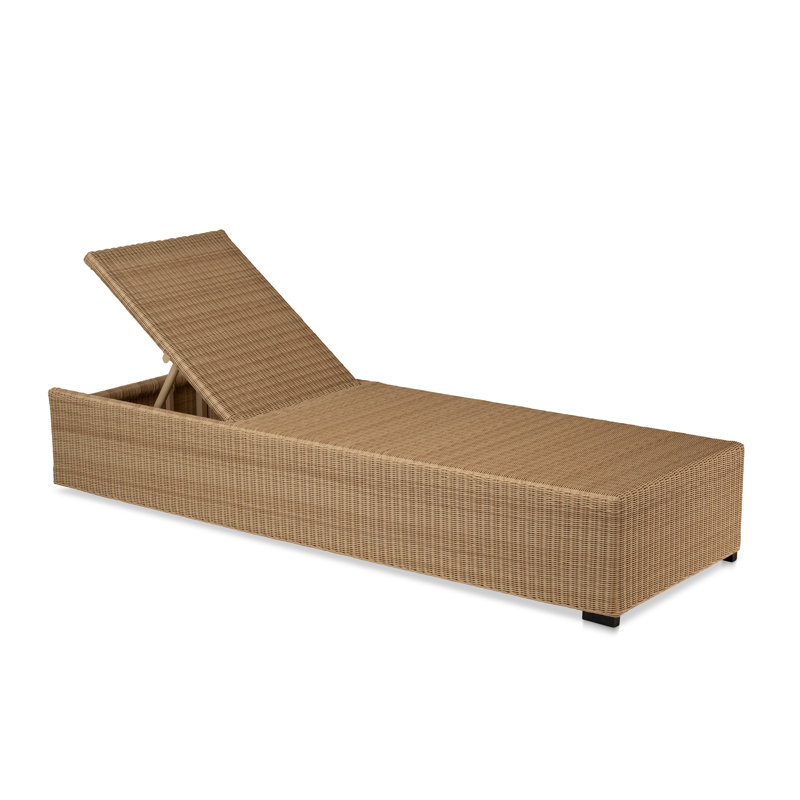 Savannah White Coral Wicker Chaise W/ Dune Cushion, Tan, Cream