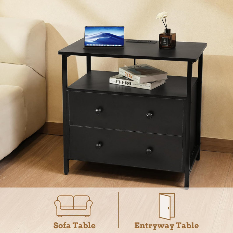 Duccia 27'' W Nightstand, Black, Individual