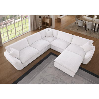 6-piece Modular Sectional Sofa Down Filled Wide Deep Seat Couch With Ottoman