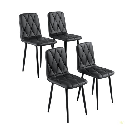 Ensemble de 4 chaises de salle à manger, chaises de cuisine modernes, siège de salle à manger rembourré en polyuréthane et pieds robustes en métal