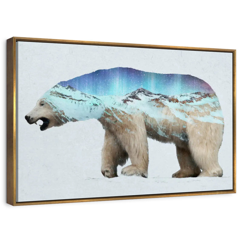 L'ours polaire arctique, Cadre flottant doré, 25 po x 17 po