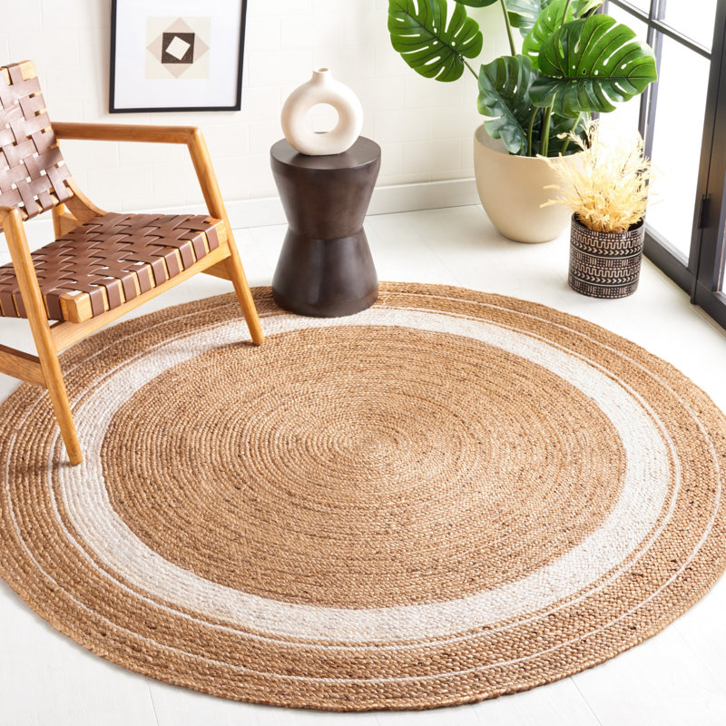 Pellet Natural Fiber Flat Weave Jute Rug, Round 6'