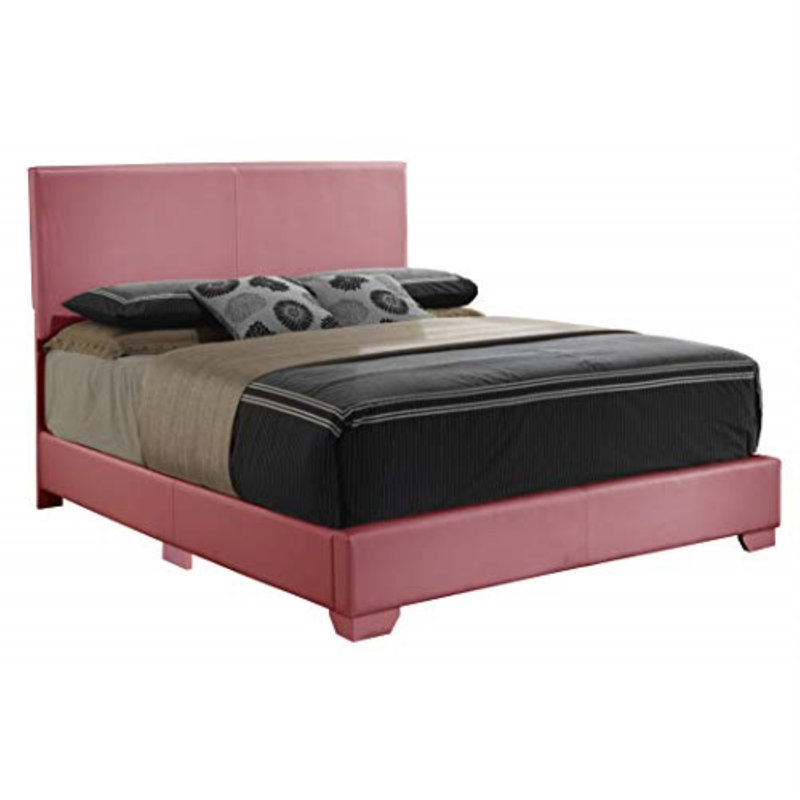 Upholstered Low Profile Standard Bed, Full, Blue