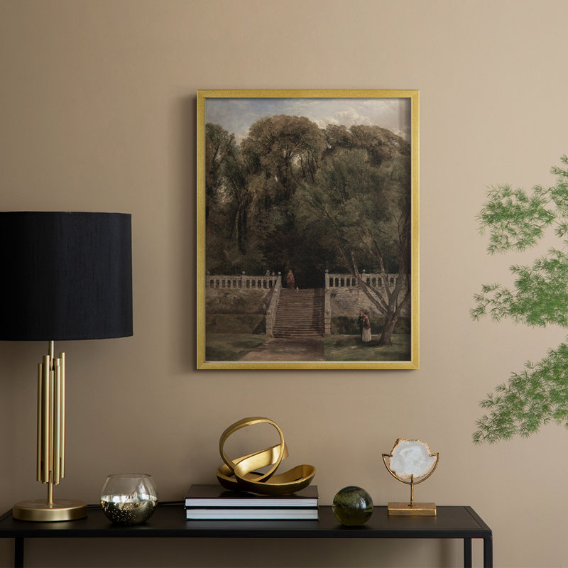 «Vintage Landscape Cxxxi», reproduction encadrée - bois massif, H 15 po x l 12 po, Doré