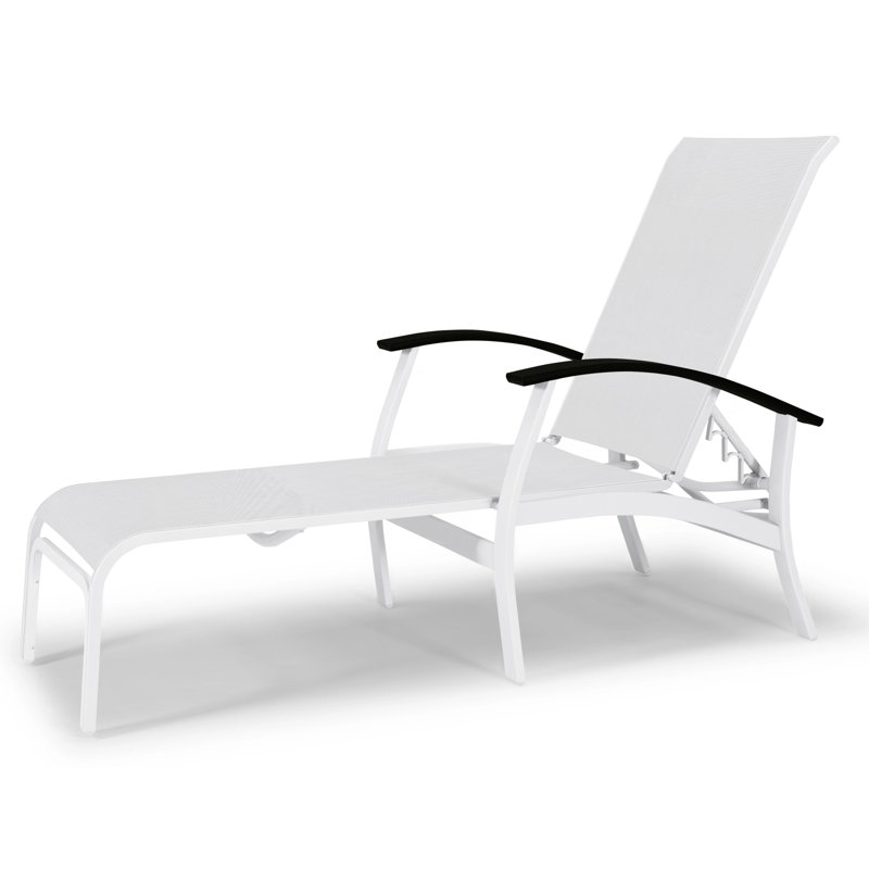 Askar Outdoor Rust-Resistant Metal Chaise Lounge, White 6D Sunbrella®, Gloss White, White P50