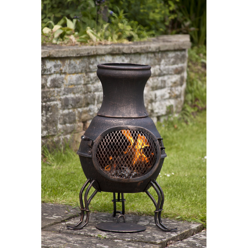 Billie Column Cast Iron Chimenea, Brown
