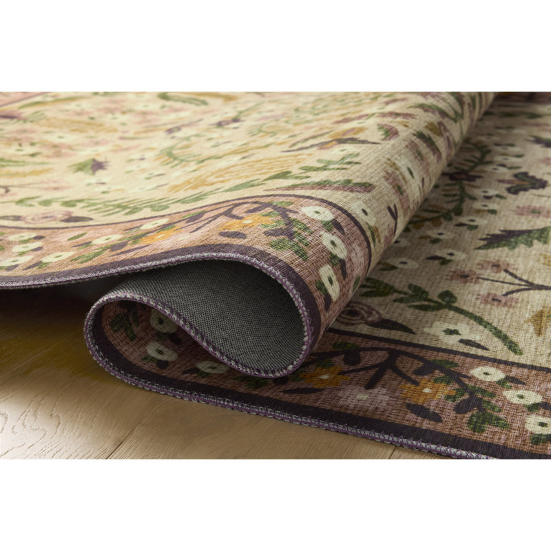Tapis aubergine Rifle Paper Co. x Loloi, Tapis de couloir 2 pi 6 po x 7 pi 6 po