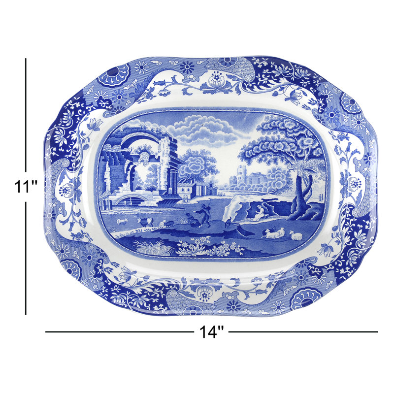 Spode Blue Italian Oval Platter 14" Medium