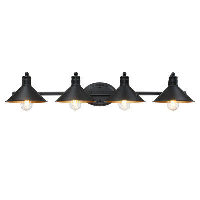 Vanity Light with Matte Black Finish and Gold Painting Inside