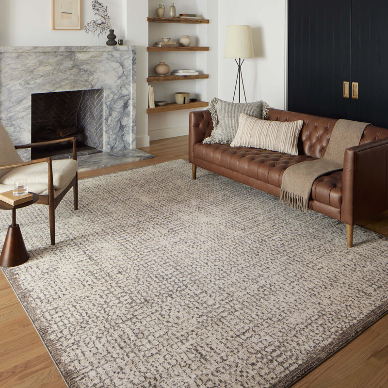 Darby Ivory and Stone Hand-Knotted Synthetic Accent Rug 2'-7" x 4'