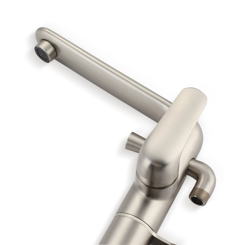 Robinet de baignoire autoportant à poignée simple avec inverseur, Nickel brossé