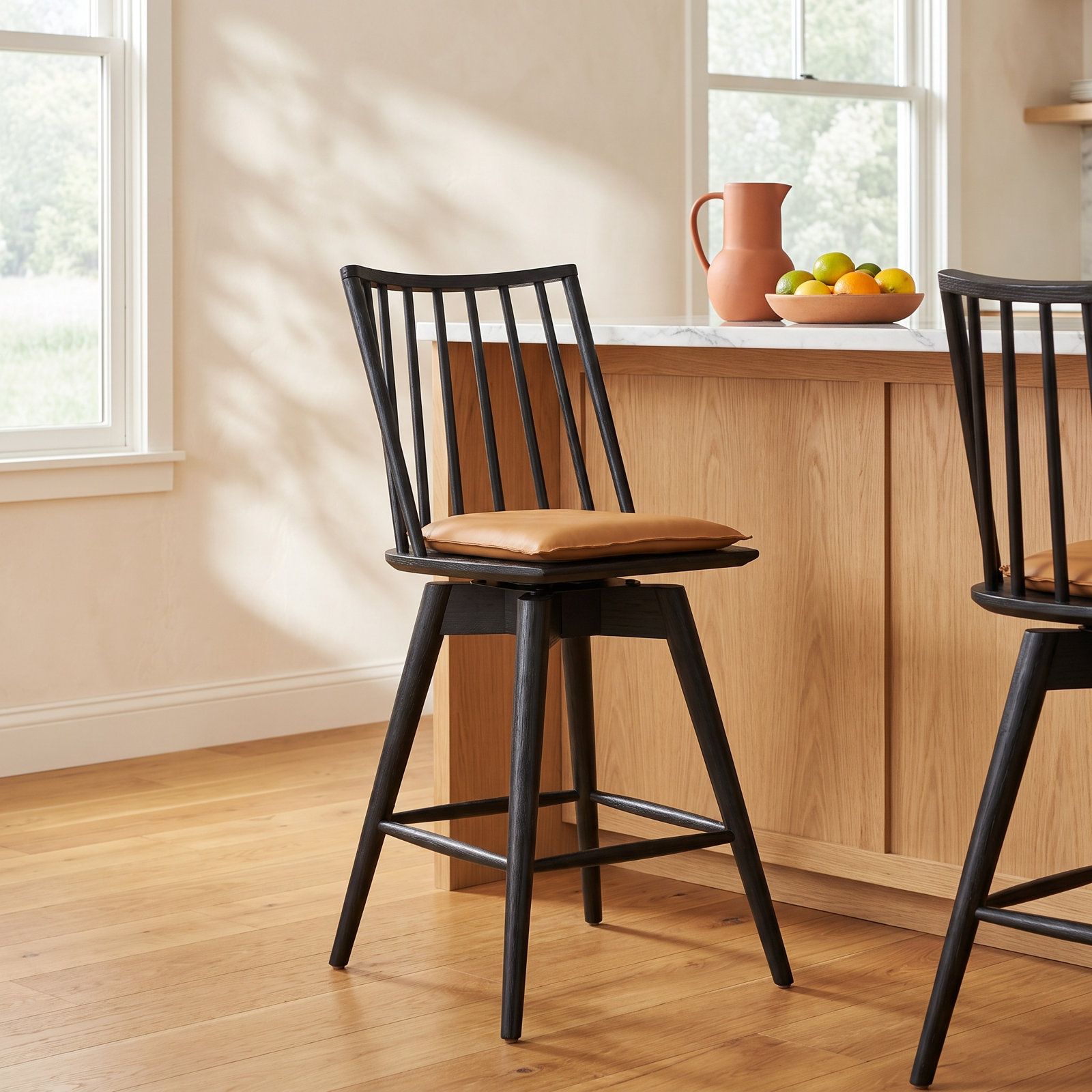 Daltrey Swivel Bar and Counter Stool, Counter Stool (26.98" Seat Height), Whiskey Saddle/Top Grain Leather