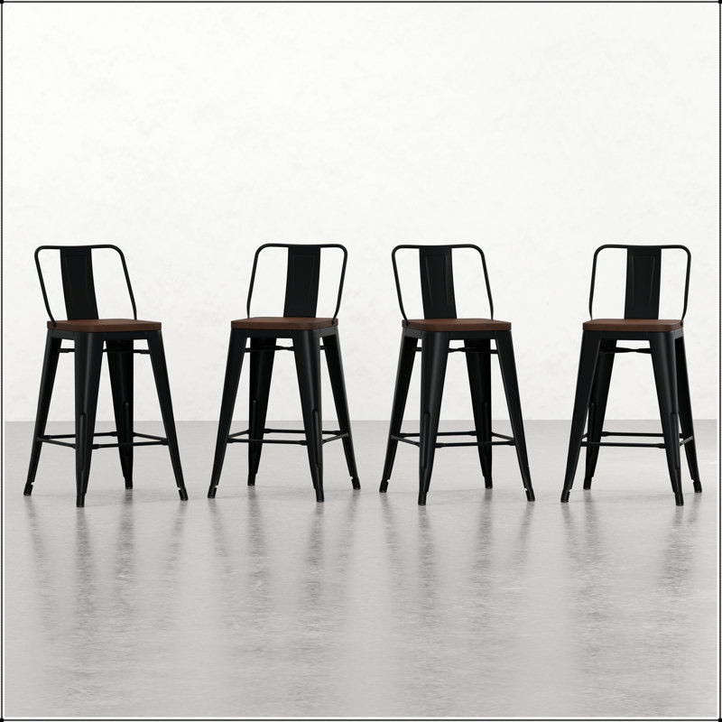 Tabouret à hauteur de comptoir 24 po en métal / bois (ensemble de 4)