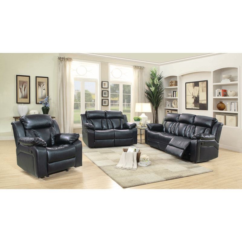 Mowery Faux Leather Recliner, Black
