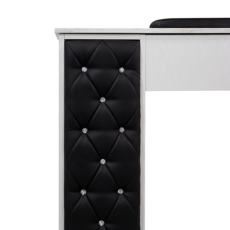 Organisateur de maquillage en bois, Blanc / noir