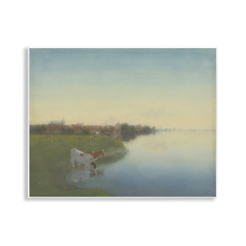 Cows in Serene Shore Wall Plaque Art by Jan Voerman