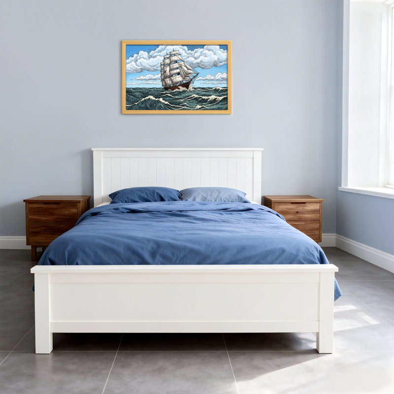 Voilier sur les vagues de l'océan orageux, H 12 po x l 18 po, Toile tendue, Ne s’applique pas