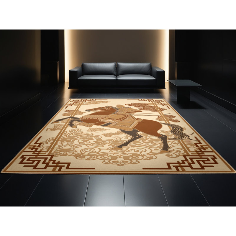 Tapis oriental brun classique et beige lavable à la machine Coalmont, 2 x 5
