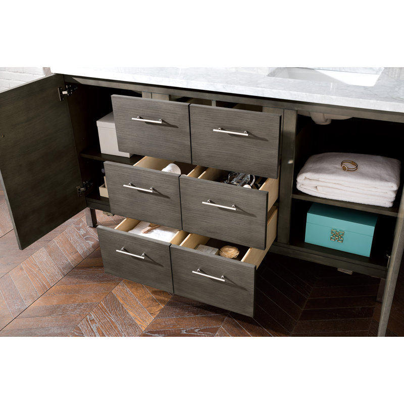 Metropolitan 60'' W Double Vanity, Silver Oak, Arctic Fall