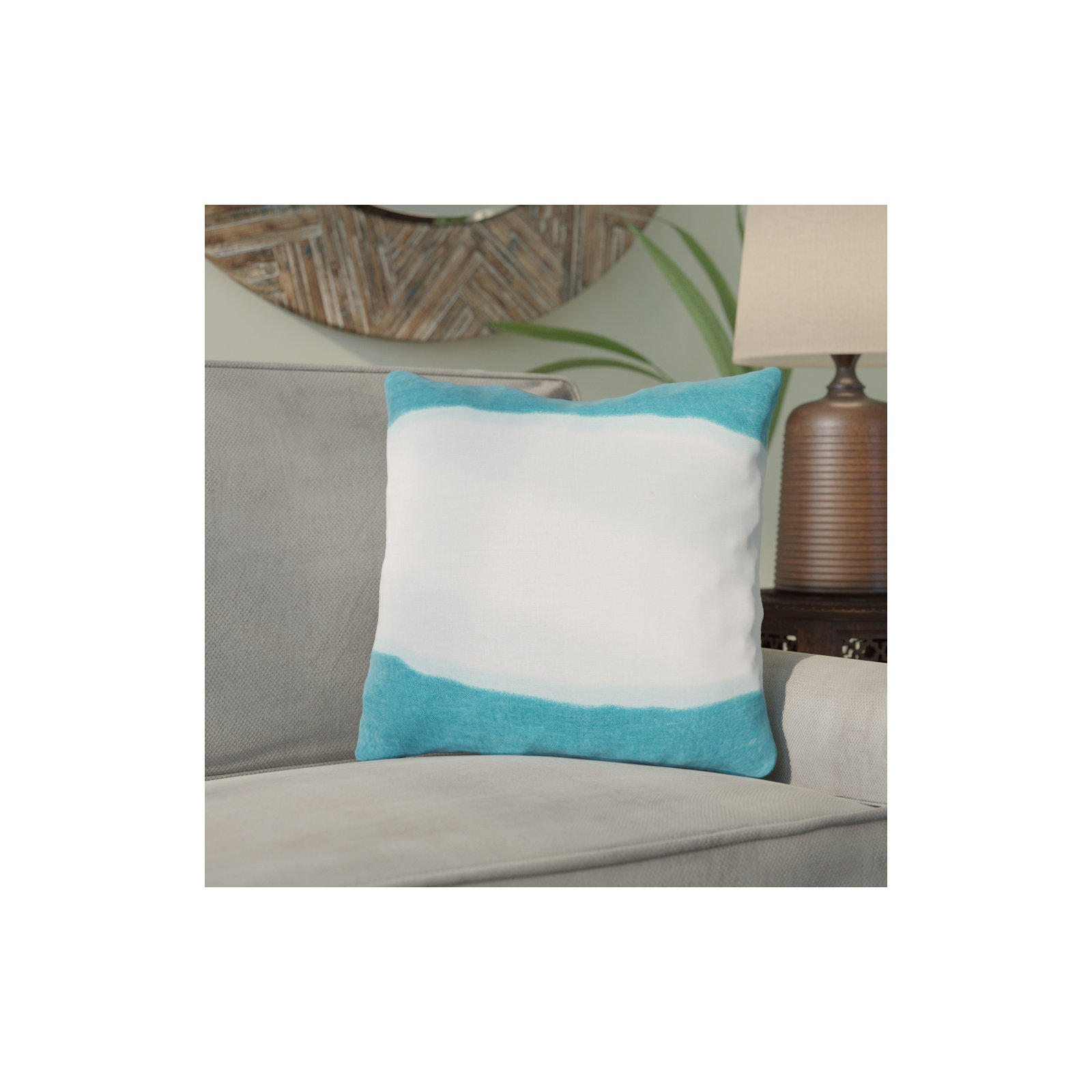 Striped 100% Linen Throw Pillow, Olive, 22" H x 22" W x 4" D, Down