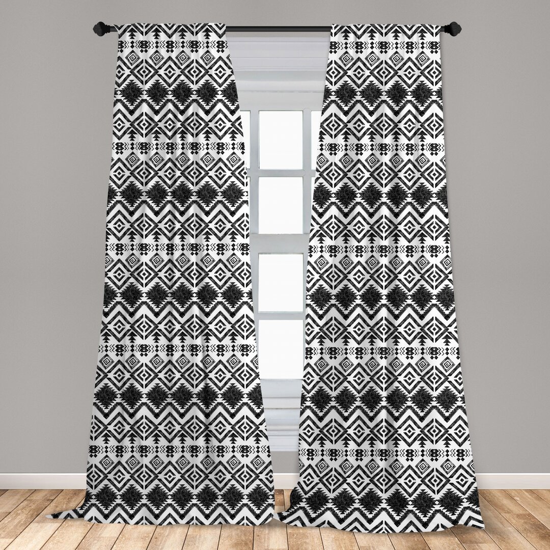 Fenstervorhänge, Leichtes Dekor, Modern Line Zig Zag, Geometrisch, Schwarz und weiß