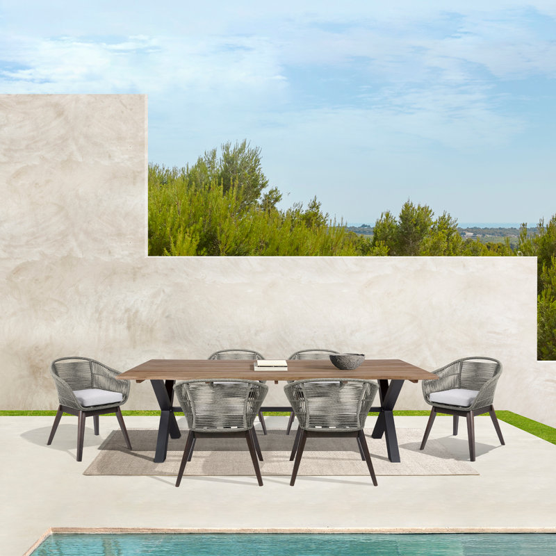Eloisa Patio Dining Set with Rectangular Table , Cushions Included, 6