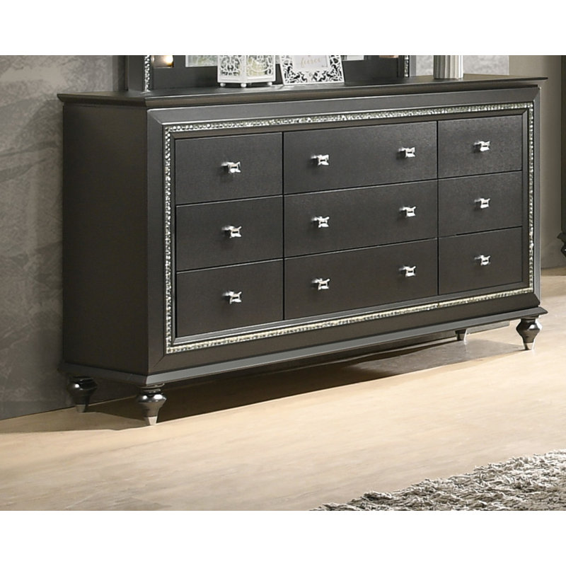 Commode 9 tiroirs Webber, Gris