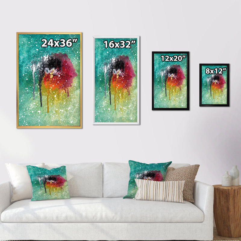 «Grunge Abstract Paint Splash», reproduction d'art sur toile encadrée, H 12 po x l 8 po x P 1 po, Cadre flottant doré