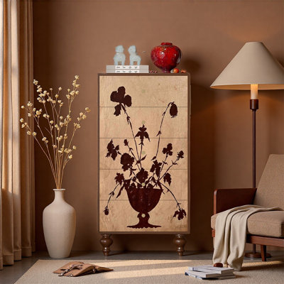 Armoire de rangement à cinq tiroirs en pin