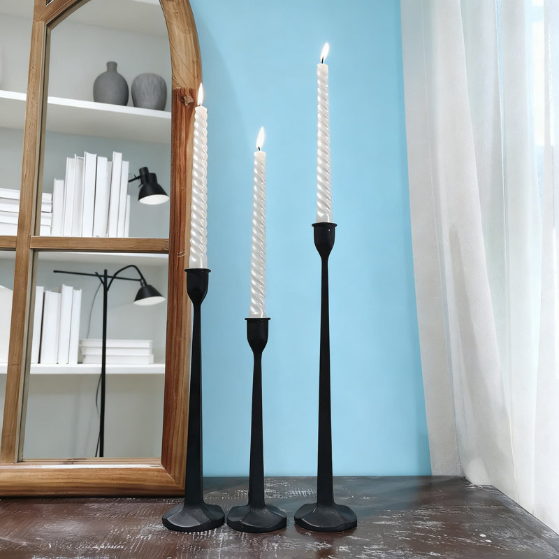 Ensemble de 3 porte-bougies effilés, candélabre en métal élégant pour centre de table de mariage, table de salle à manger et décoration intérieure, chandelier décoratif rustique