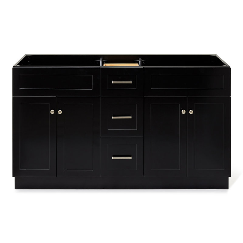 Paulla 60'' W Double Bathroom Vanity Base, Black