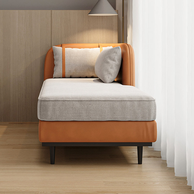 Chaise longue rembourrée Bellaude, Gris / Orange, Chaise longue à accoudoir droit