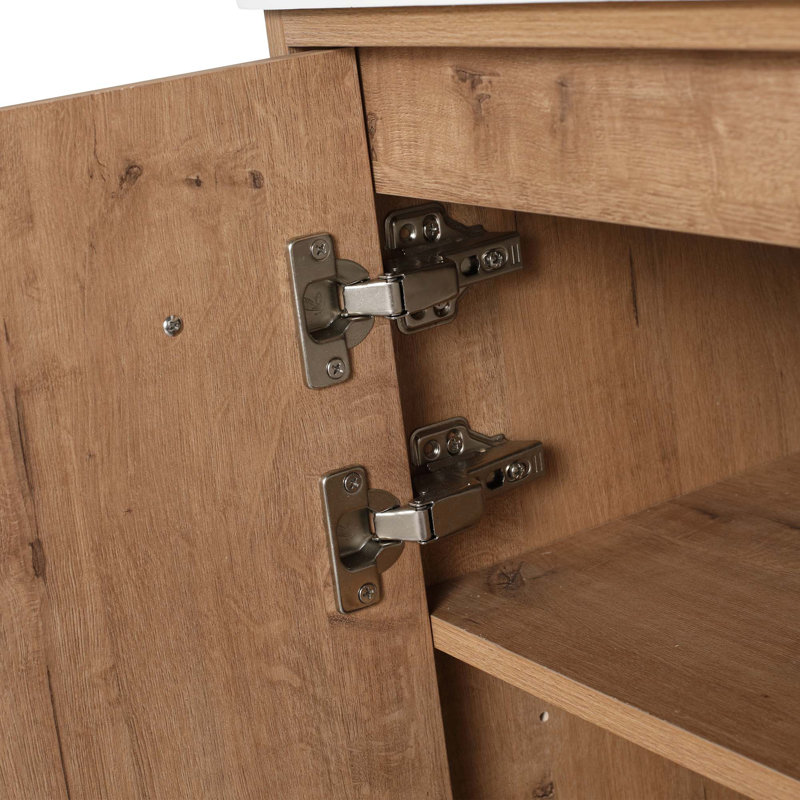 Meuble-lavabo moderne autoportant avec portes à fermeture douce et grand espace de rangement